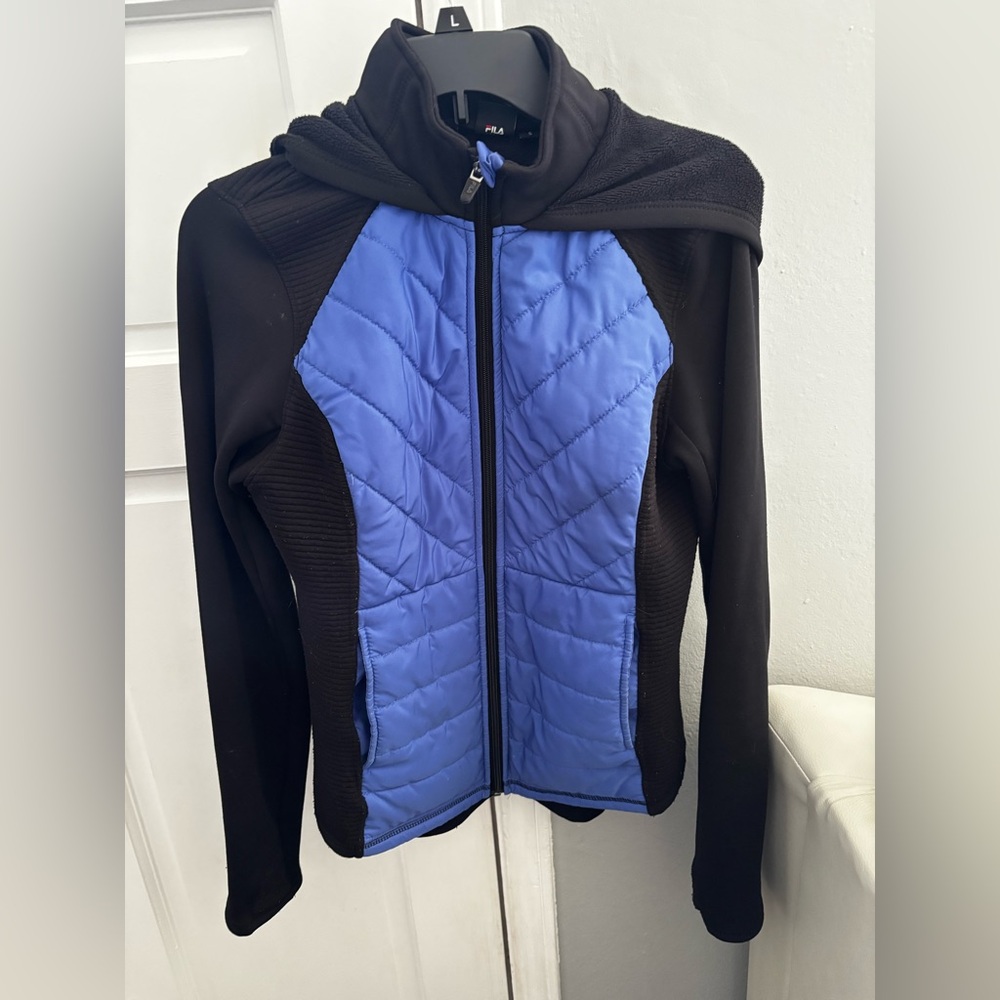 Women's S Fila sport blue black hooded jacket